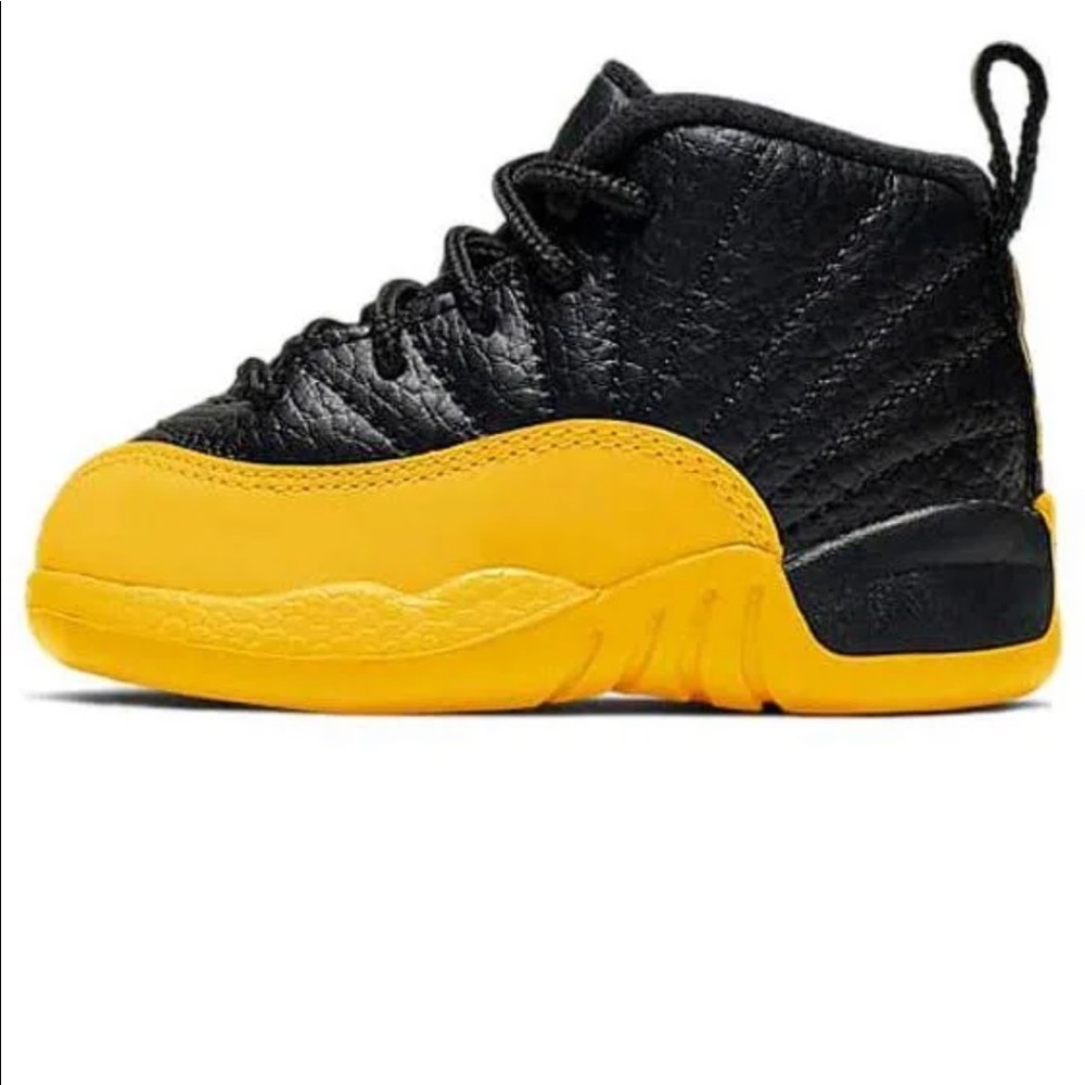 Jordan 12 Retro "Black/University Gold" Toddler Kids' Shoe